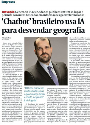 Matéria do Valor Econômico sobre chatbot brasileiro que usa IA para desvendar geografia